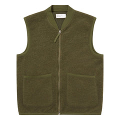Universal Works - Zip Sleeveless Wool Vest | Khaki