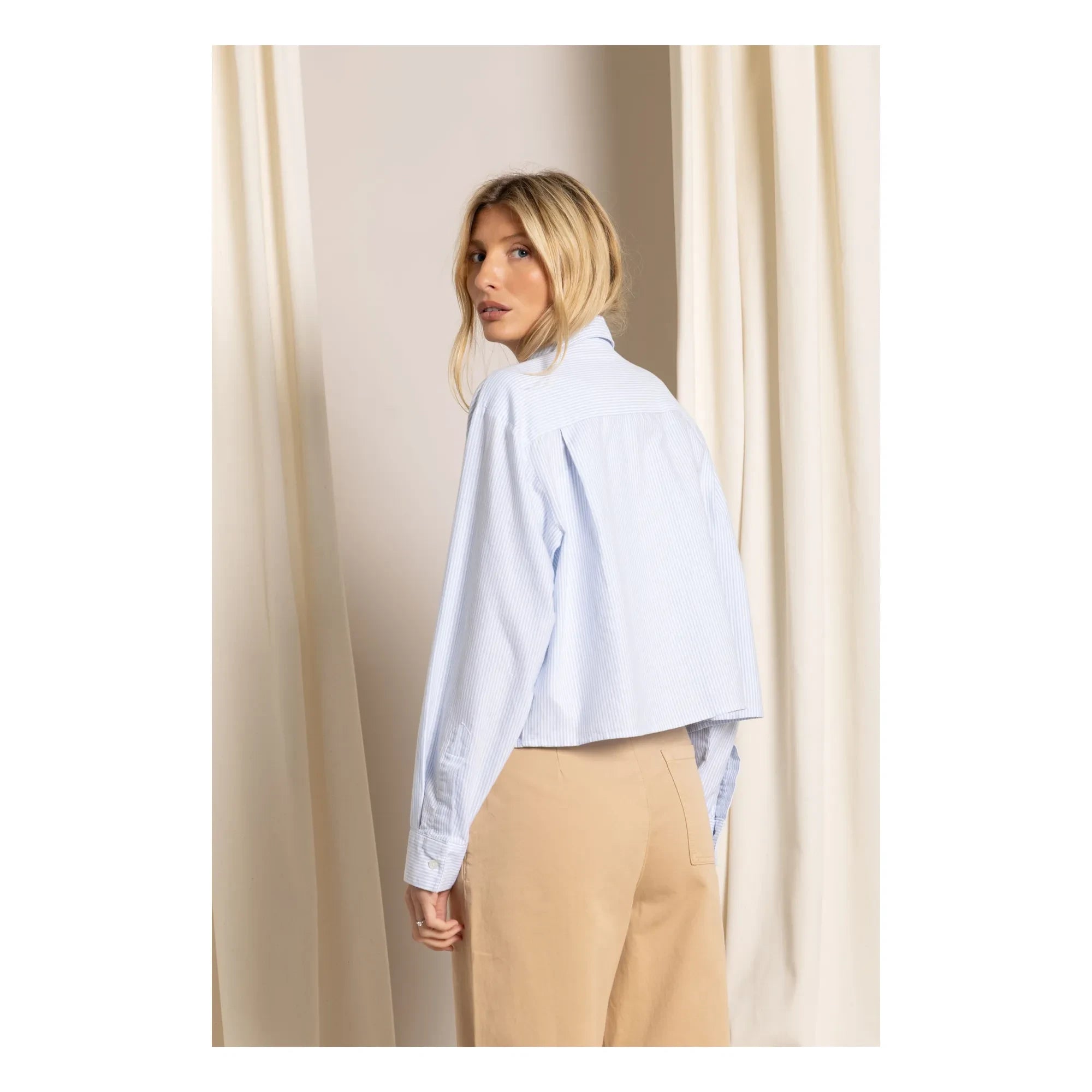 Smallable Woman - Striped Chili Short Shirt | Ice Blue