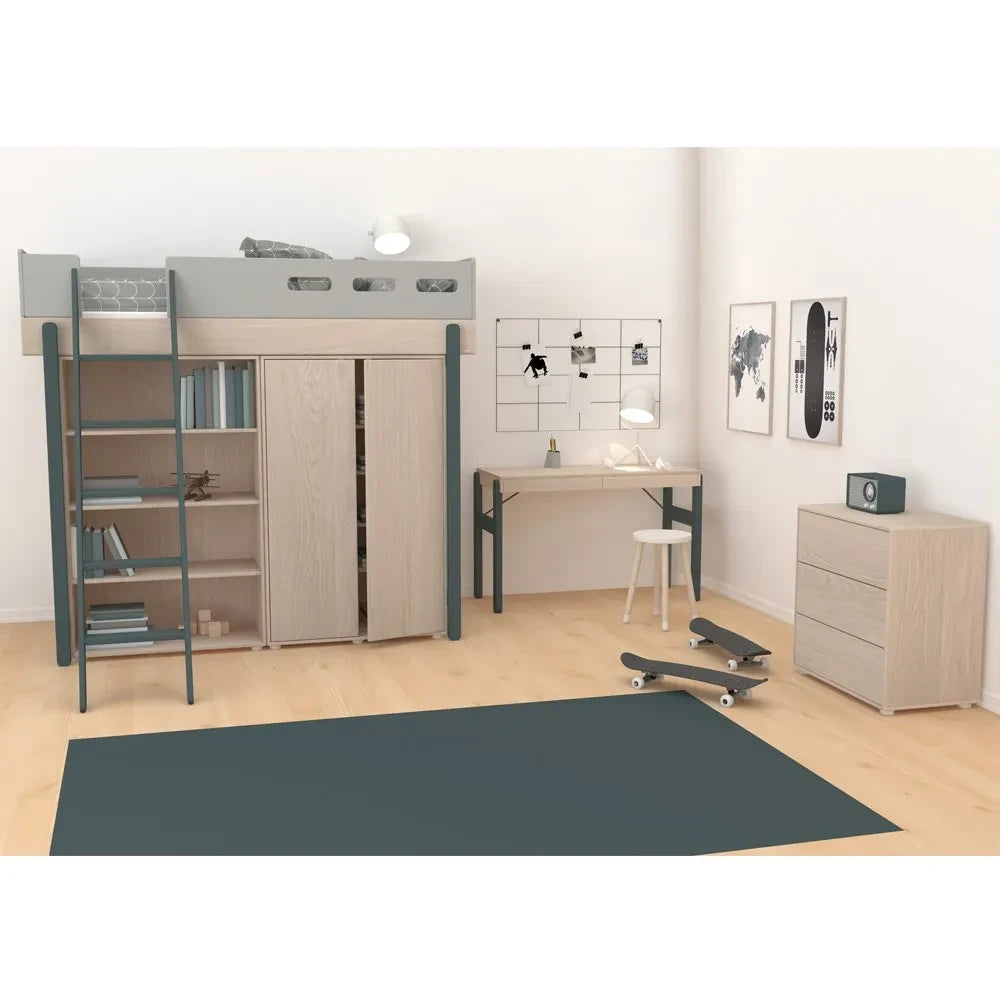 Flexa - Inclined Ladder Popsicle Mezzanine Bed 90x200cm | Green