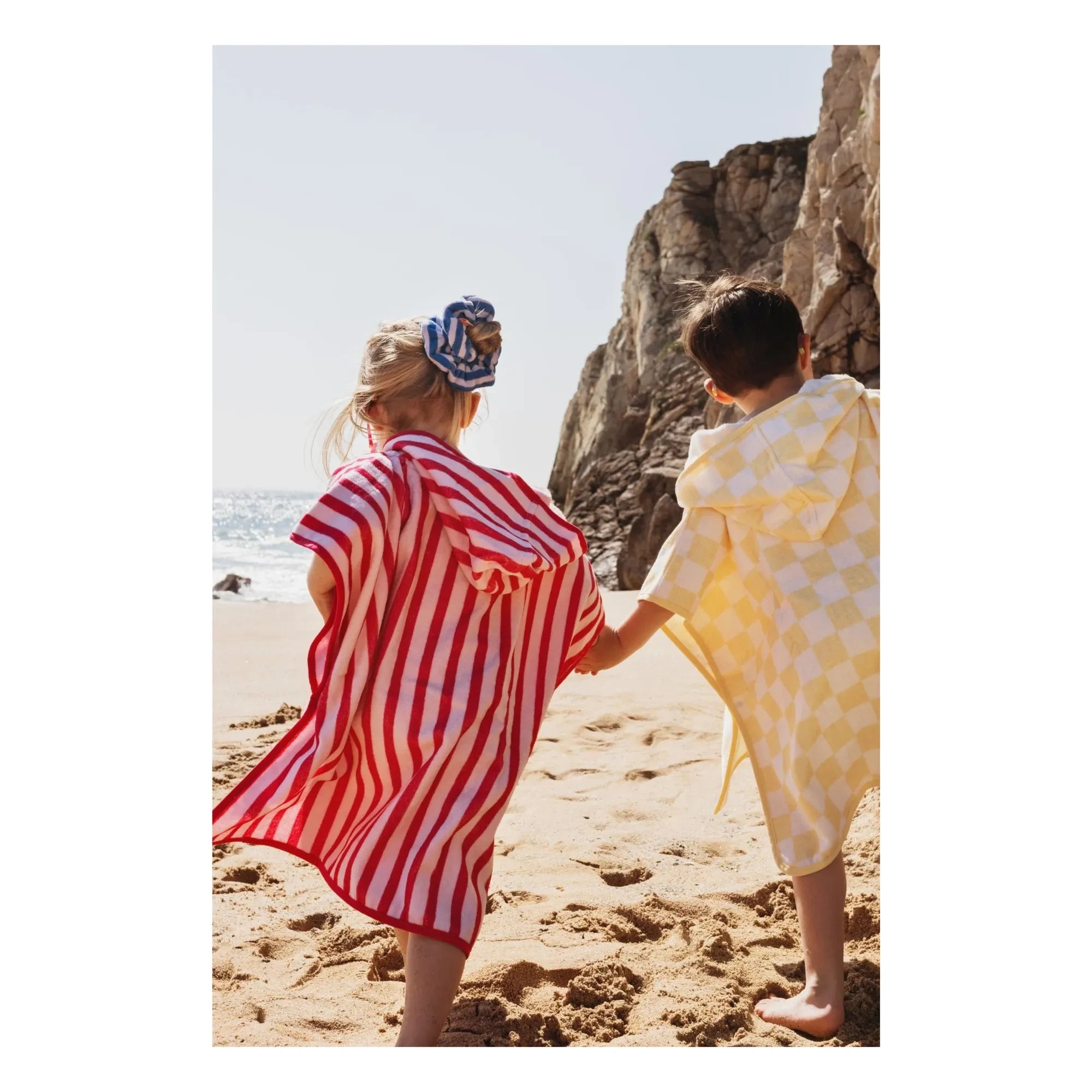 Jera Mini - Striped Towel Poncho | Pink