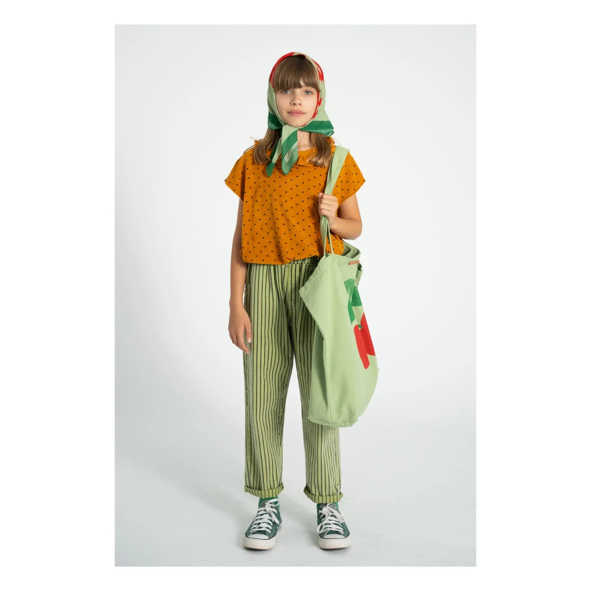 Piupiuchick - Organic Cotton Heart-Print Top | Camel