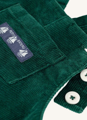 Petit Bateau - Organik Pamuklu Kadife Salopet | Krom yeşili