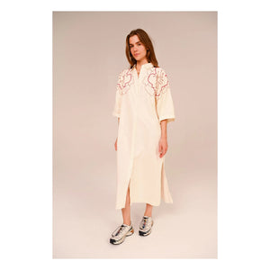 Sacrécoeur - Lou Pivoine Embroidered Cotton Voile Dress | White