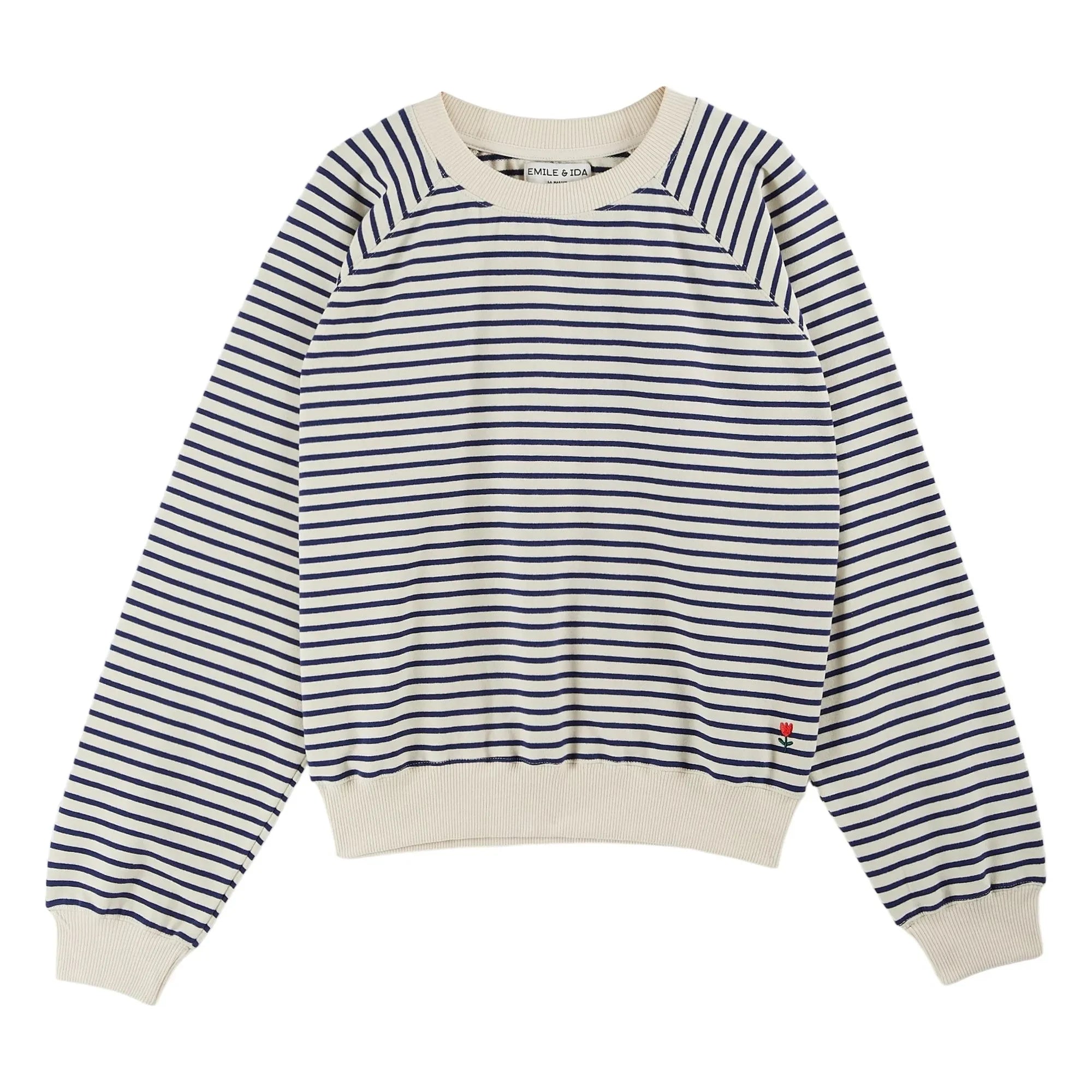 Emile et Ida - Striped Organic Cotton Sweatshirt | Navy Blue