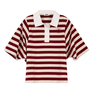 Indee - Striped polo T-shirt | Burgundy
