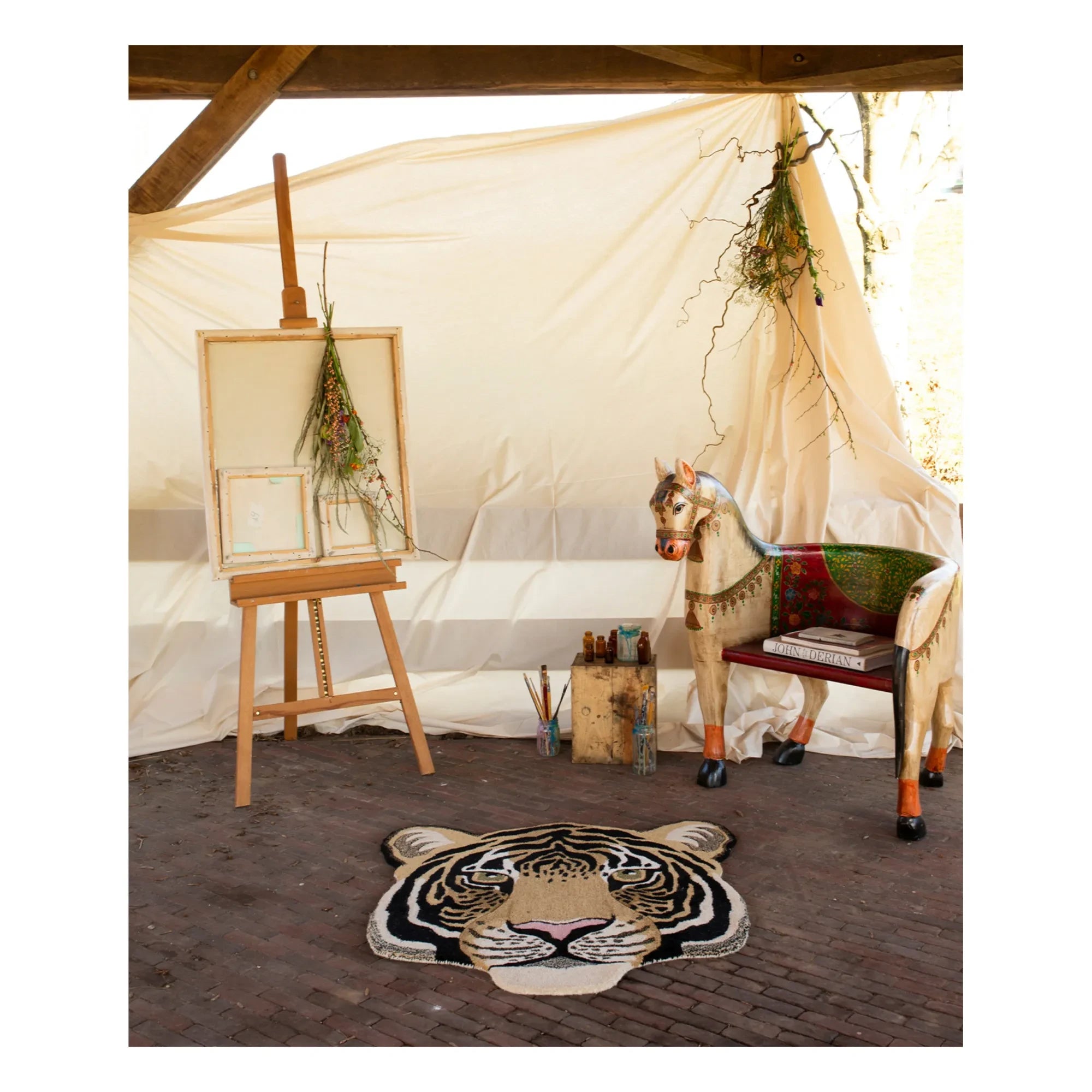 Doing Goods - Rajah Lion Head Rug | Sand