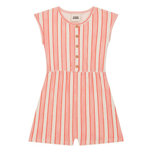 Studio Bohème - Loulou Striped Organic Cotton Towel Romper | Pink