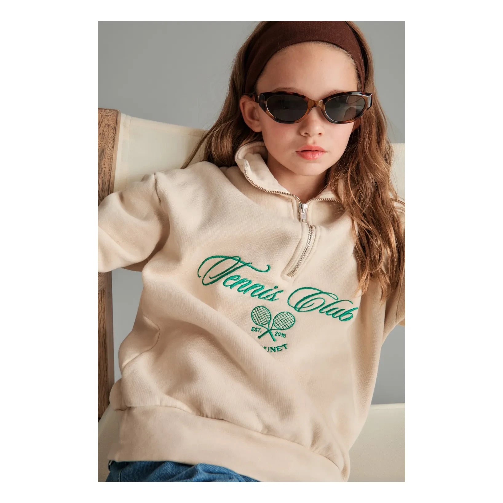 Mipounet - Juliette Organik Pamuk Fermuarlı Sweatshirt | Ecru