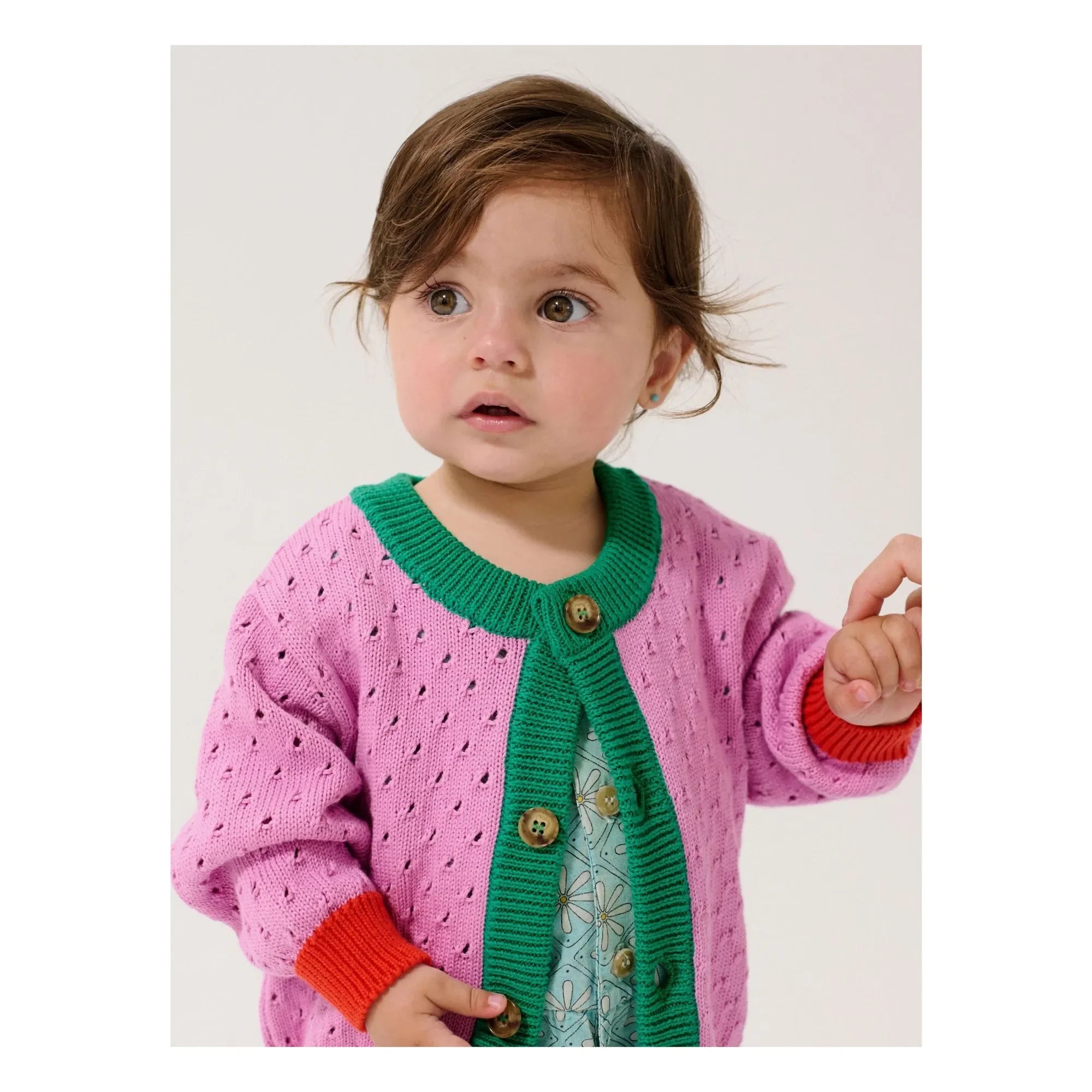 Bobo Choses - Organic Cotton Color Block Textured Cardigan | Purple