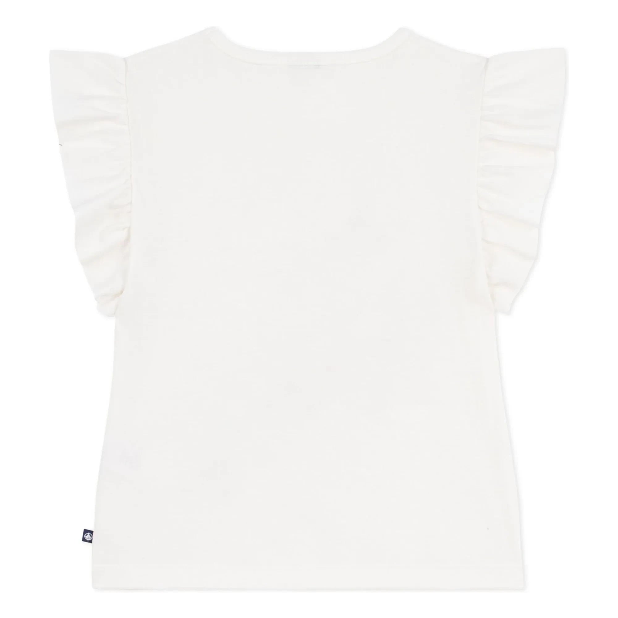 Petit Bateau - Organic Cotton Floral Ruffled T-Shirt | White