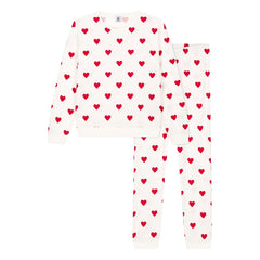 Petit Bateau - Heart Pajama Set - Women's Collection | White