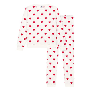 Petit Bateau - Heart Pajama Set - Women's Collection | White