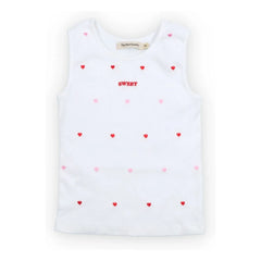 the new society - Embossed Petunia Heart Tank Top | White