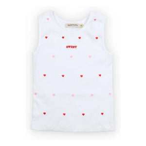 the new society - Embossed Petunia Heart Tank Top | White