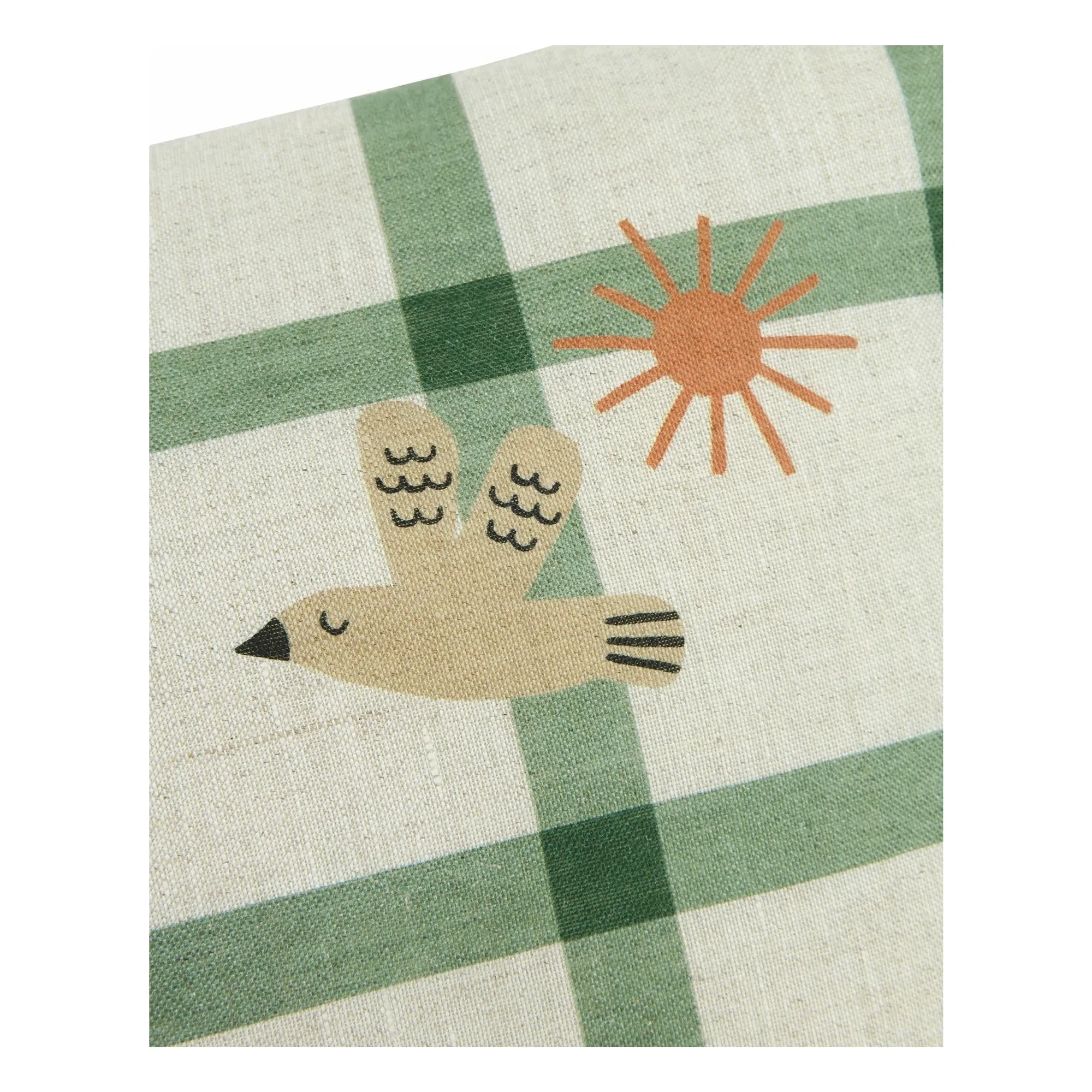 Nobodinoz - Oiseau Vibes Rectangular Cushion - French Canvas | Green