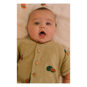 Studio Bohème - Bebecito Watermelon Organic Cotton Towel Romper | Khaki