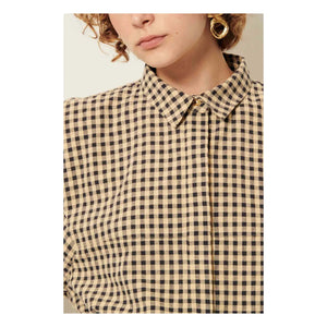 Sessùn - Florentina Cotton Checkered Shirt | Sand