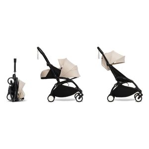 Stokke® - YOYO³ Bonpoint Complete Baby Stroller 0+ and 6+ Black Frame | Beige