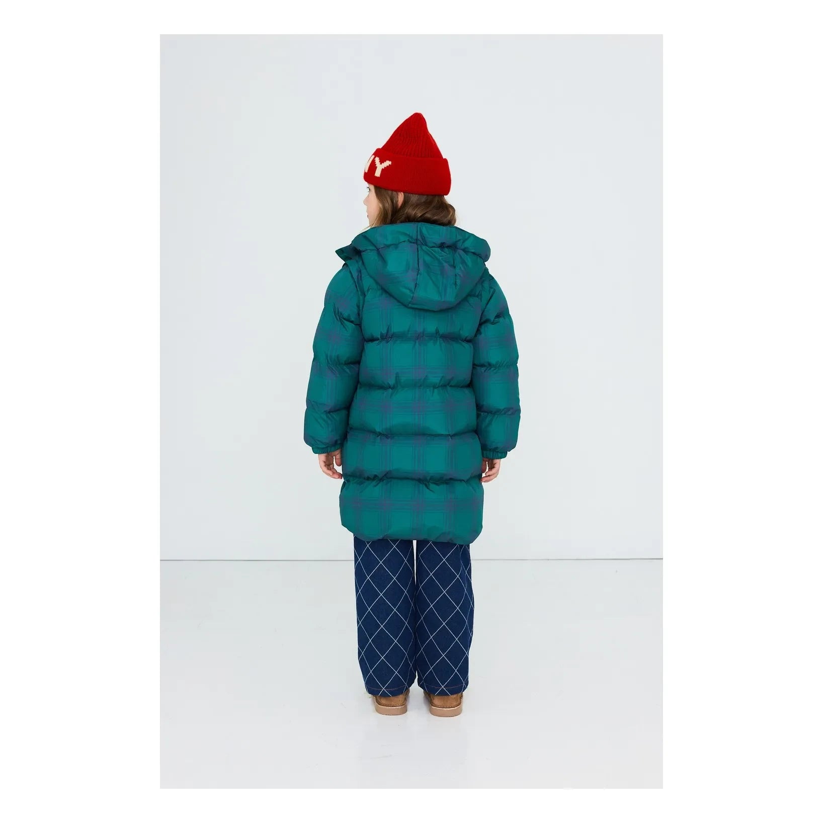 Tinycottons - Tartan Şişme Mont | Yeşil