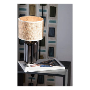 Cosin - Charlotte Rattan Lampshade Table Lamp | Black