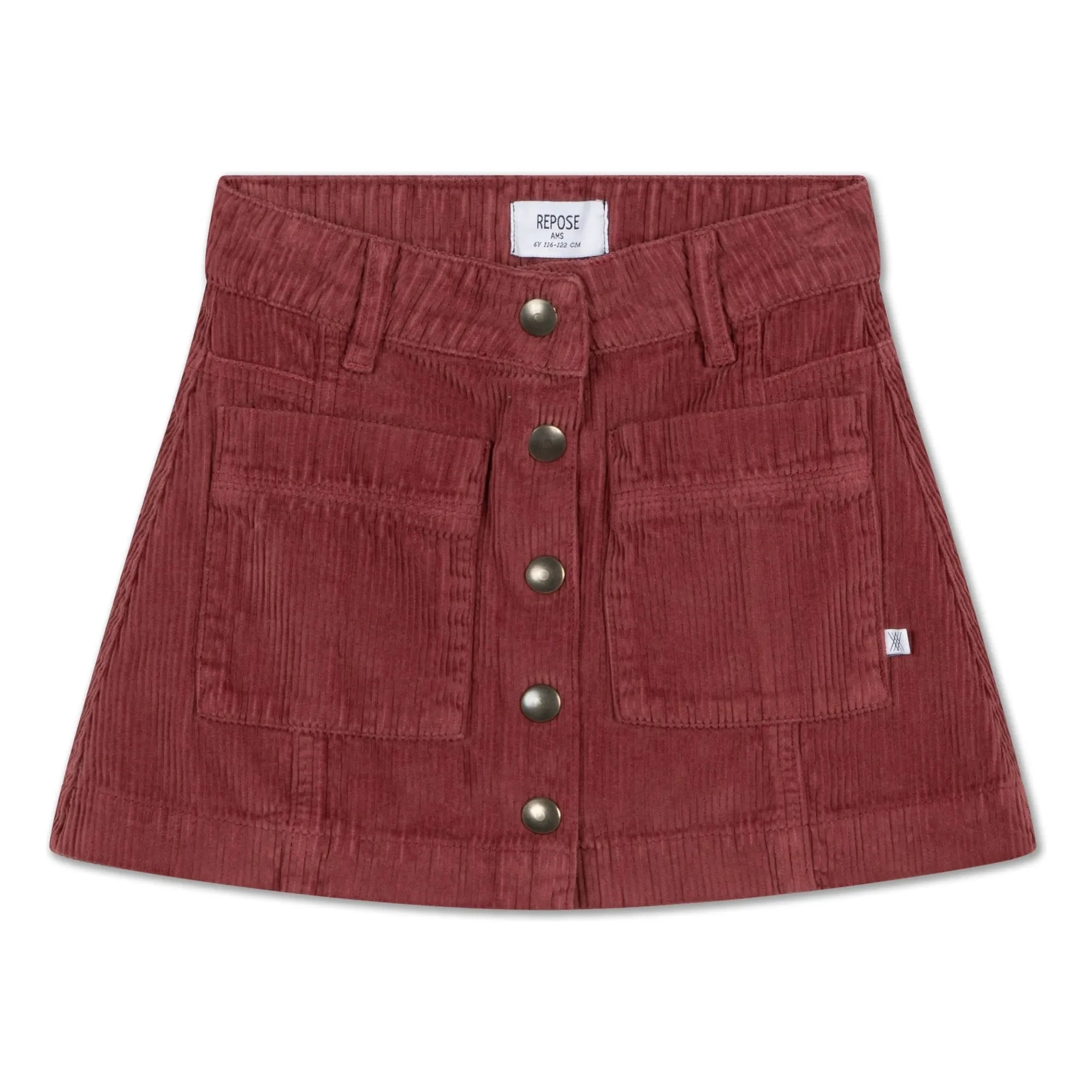 Repose AMS - Buttoned Skirt Organic Cotton | Red