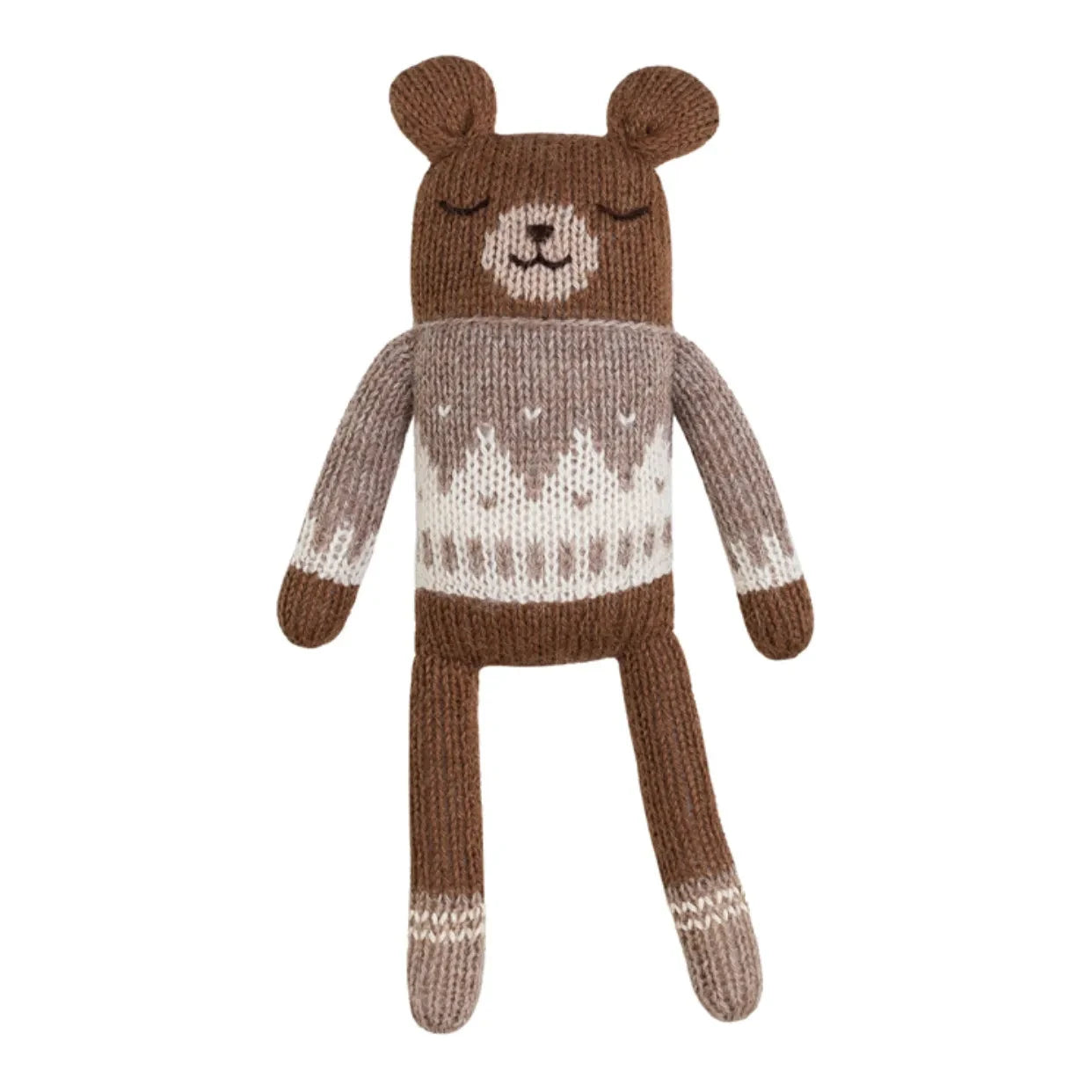 Main Sauvage - Plush Teddy Bear Jacquard Sweater | Taupe Brown