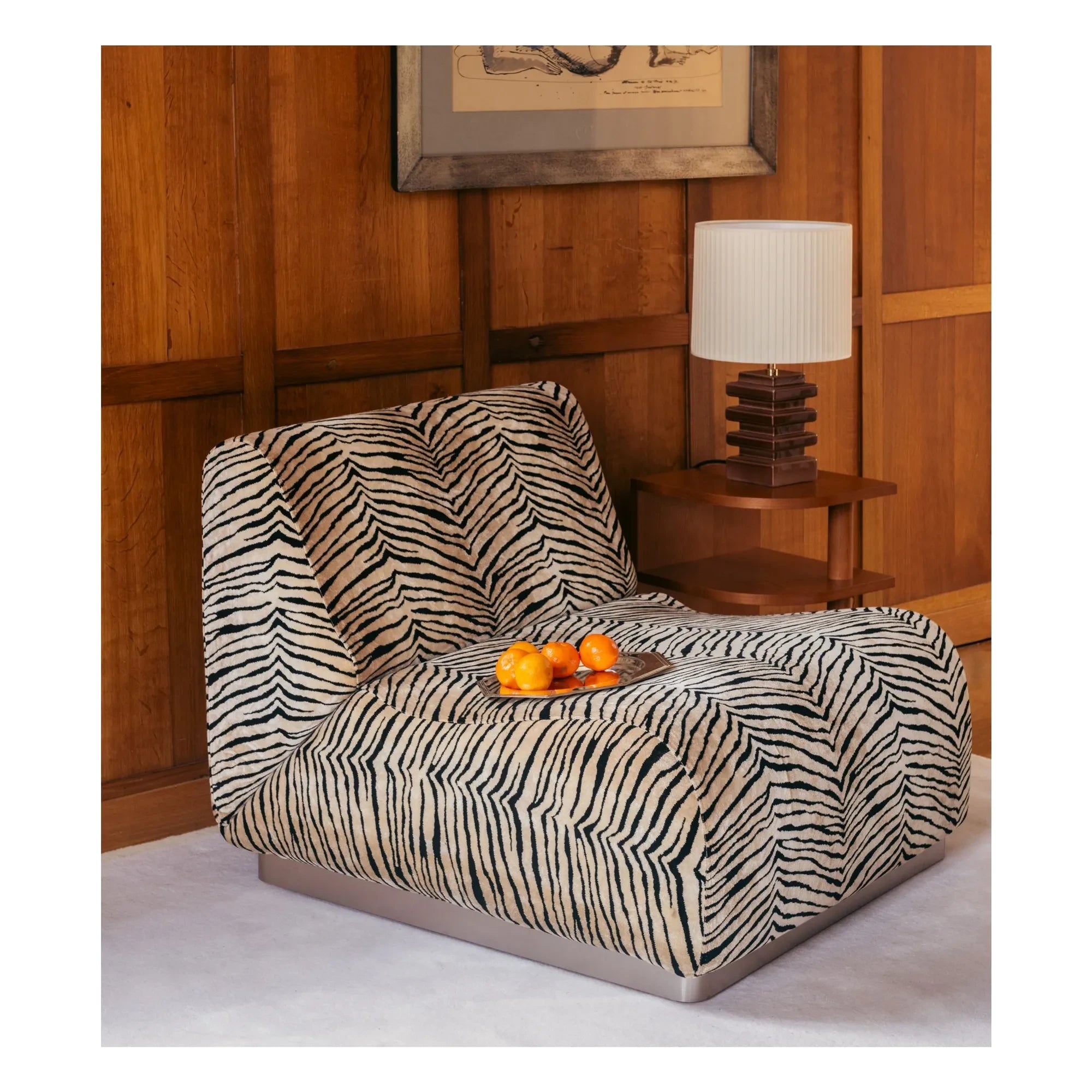 The Socialite Family - Rotondo modular firepit armchair, in tiger velvet fabric | Tiger