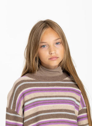 Smallable Kid - Shelly Striped Wool Sweater | Pink