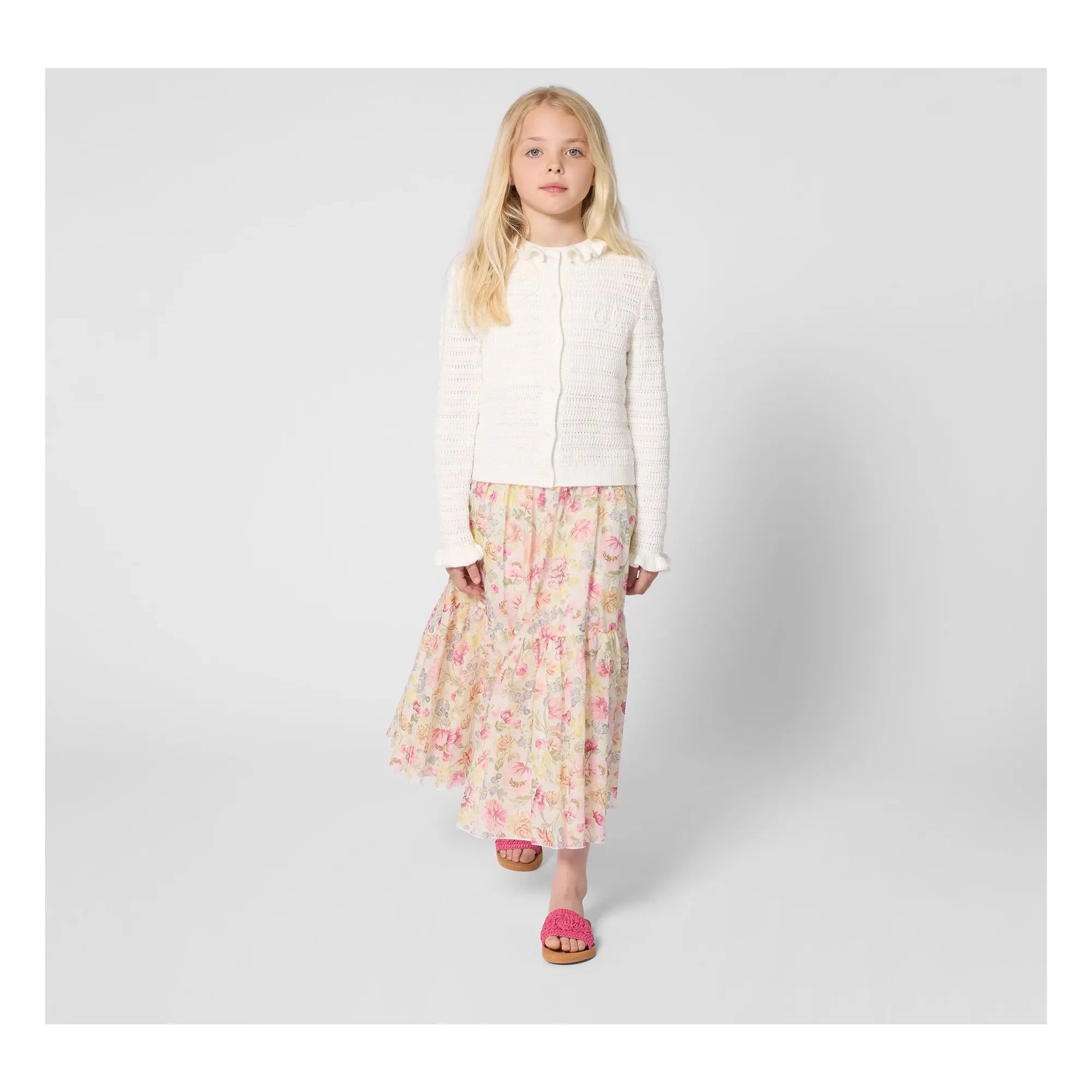 Chloé - Organic cotton floral print skirt | Cream