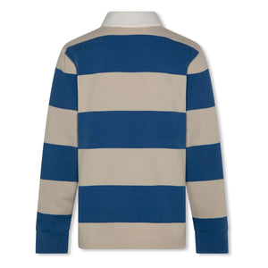 AO76 - Davey Striped Cotton Recycled Polo Sweatshirt | Blue