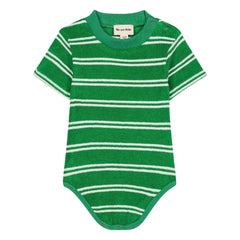 We Are Kids - Striped Organic Cotton Short Sleeve Bodysuit | Green