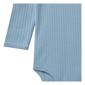 Wheat - Berti Organic Cotton Ribbed Bodysuit | Light Blue
