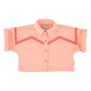 Piupiuchick - Geometric Twill Short-Sleeve Jacket | Coral