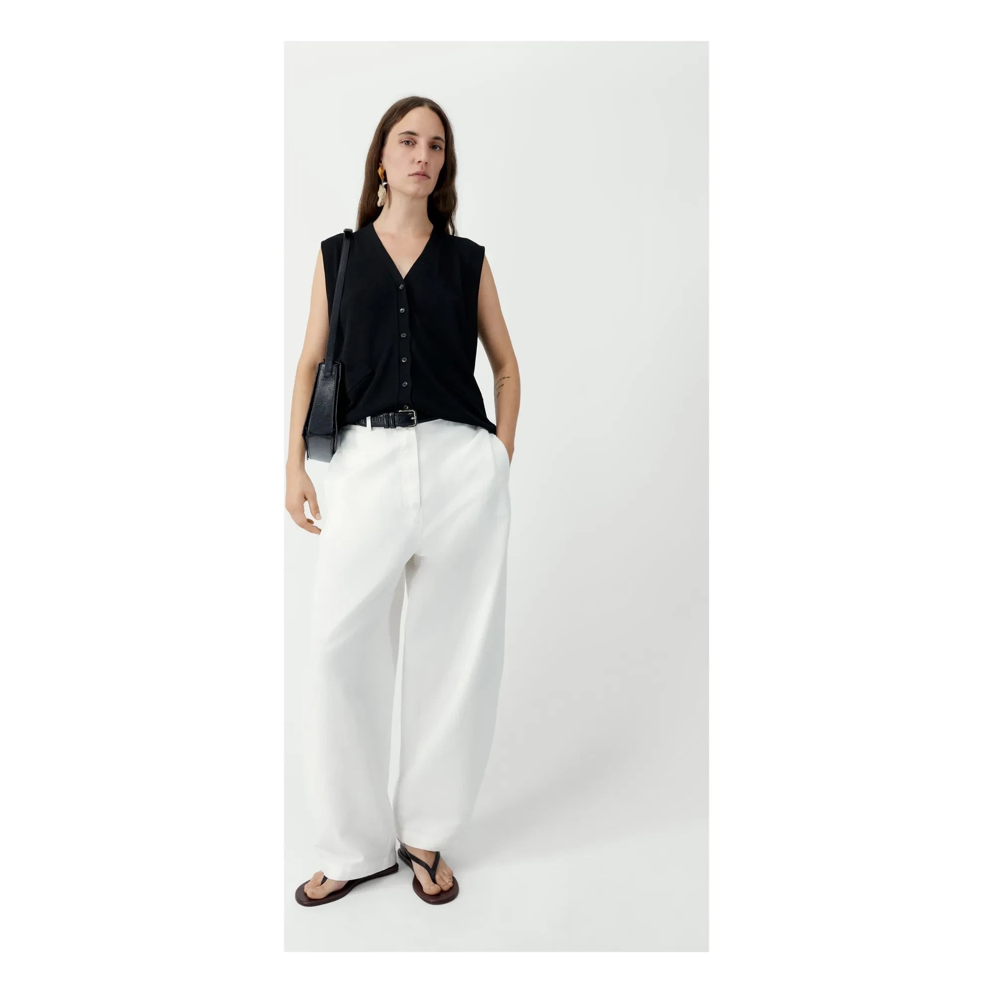 Cordera - Linen and cotton balloon pants | White