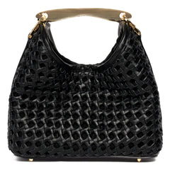 Elleme - Small Boomerang Knitted Leather Bag | Black