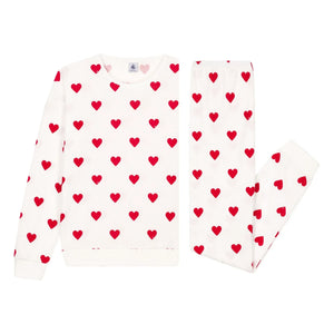 Petit Bateau - Heart Pajama Set - Women's Collection | White