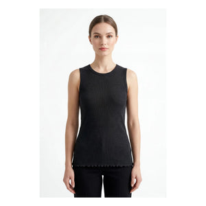 Hod - Navy Blue Linen Tank Top | Black