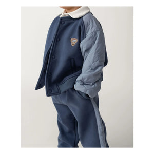 Donsje - Noal Mixed Material Bomber Jacket | Dark Blue