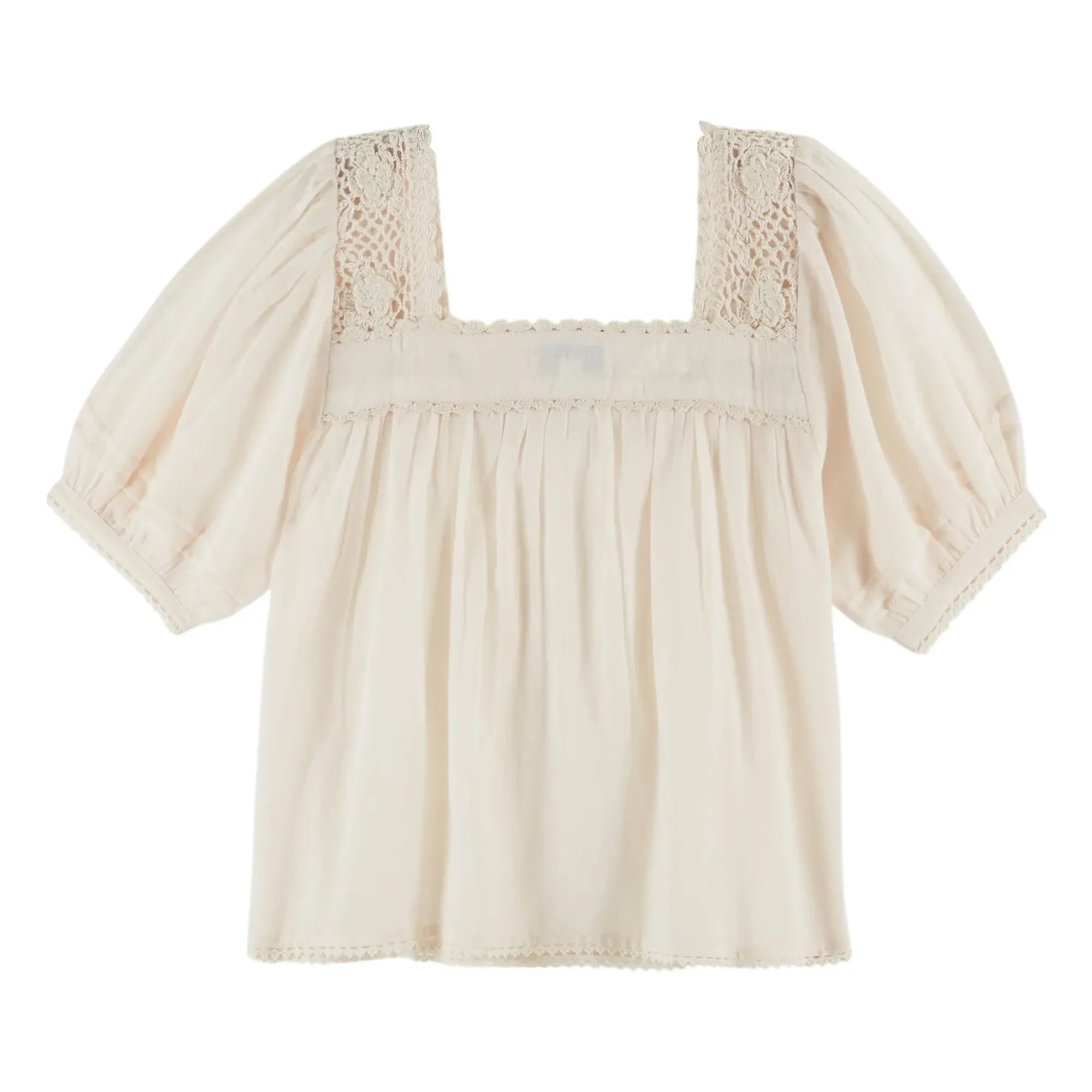 Emile et Ida - Floral Cotton Crochet Blouse | Cream