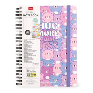 Legami - A4 Çizgili Defter, Resimli Sert Kapaklı - Oyuncak Ayı - Not Defteri - Spiralli