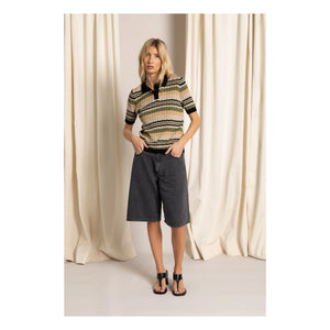 Smallable Woman - Selma Striped Polo Neck T-shirt | Iced Brown