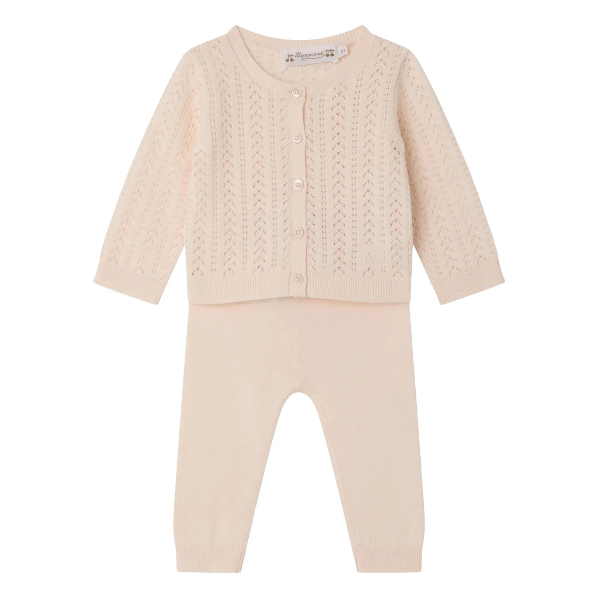 Bonpoint - Organic Cotton Cardigan and Leggings Set | Powder Pink