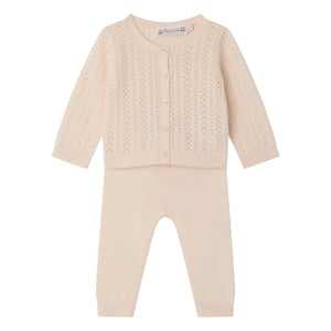 Bonpoint - Organic Cotton Cardigan and Leggings Set | Powder Pink