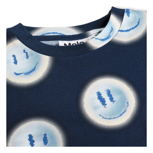 Molo - Riley Smileys Organic Cotton T-Shirt | Navy Blue