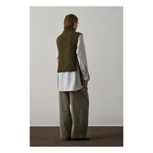 Soeur - Gold Virgin Wool Sleeveless Sweater | Marled Khaki