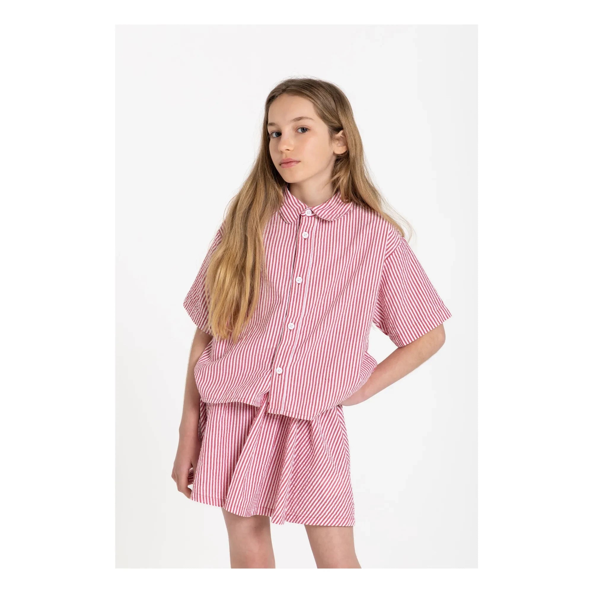 Smallable Kid - Melody Striped Skirt | Cherry Red