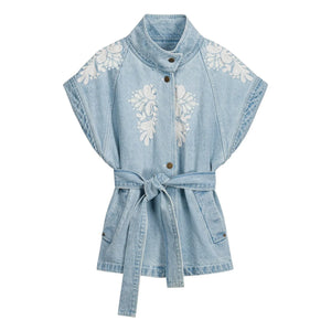 Louise Misha - Katja Cotton Sleeveless Jacket | Blue