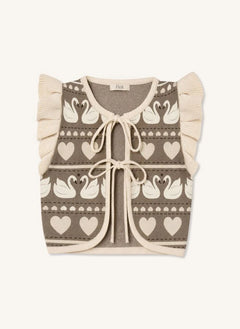 Fliink - Cute Swan Sleeveless Vest, Organic Cotton | Cream