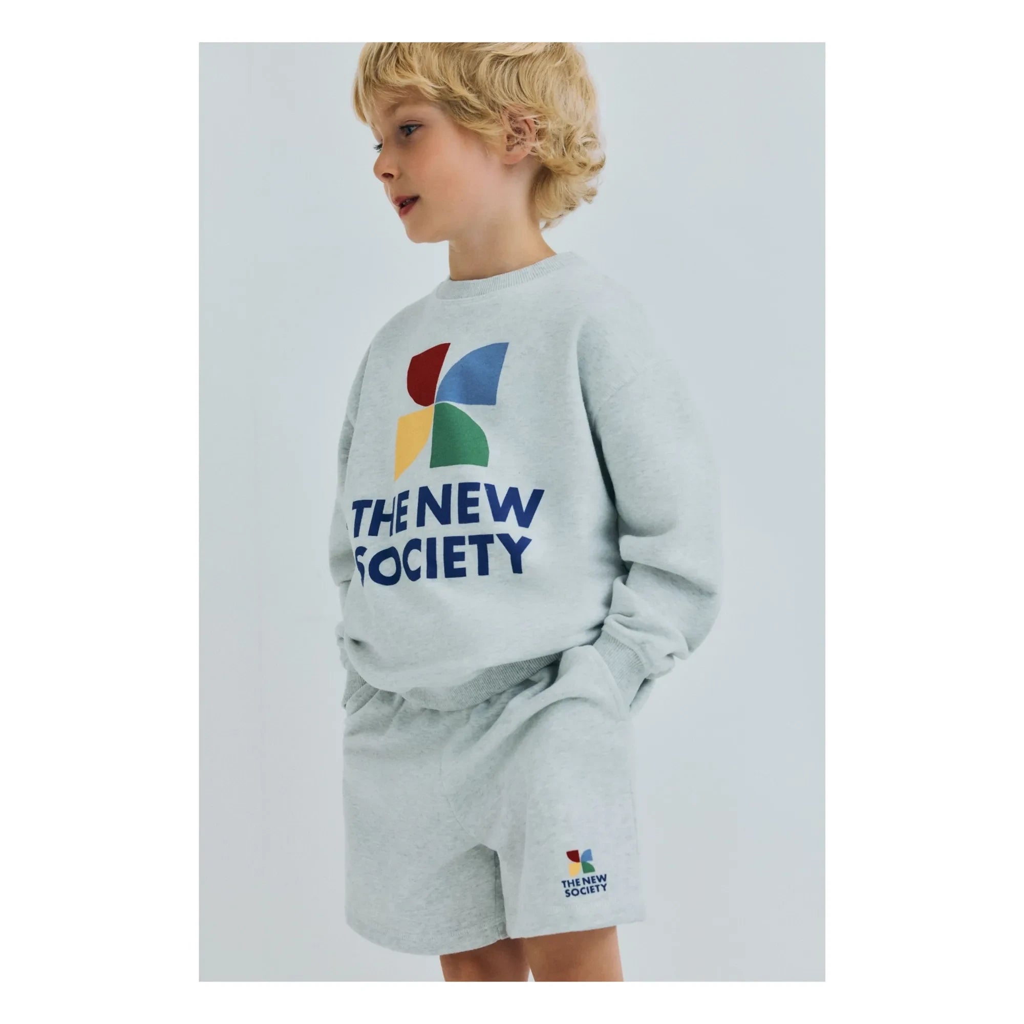 the new society - TNS Logo Jogger Şort | Heather grey
