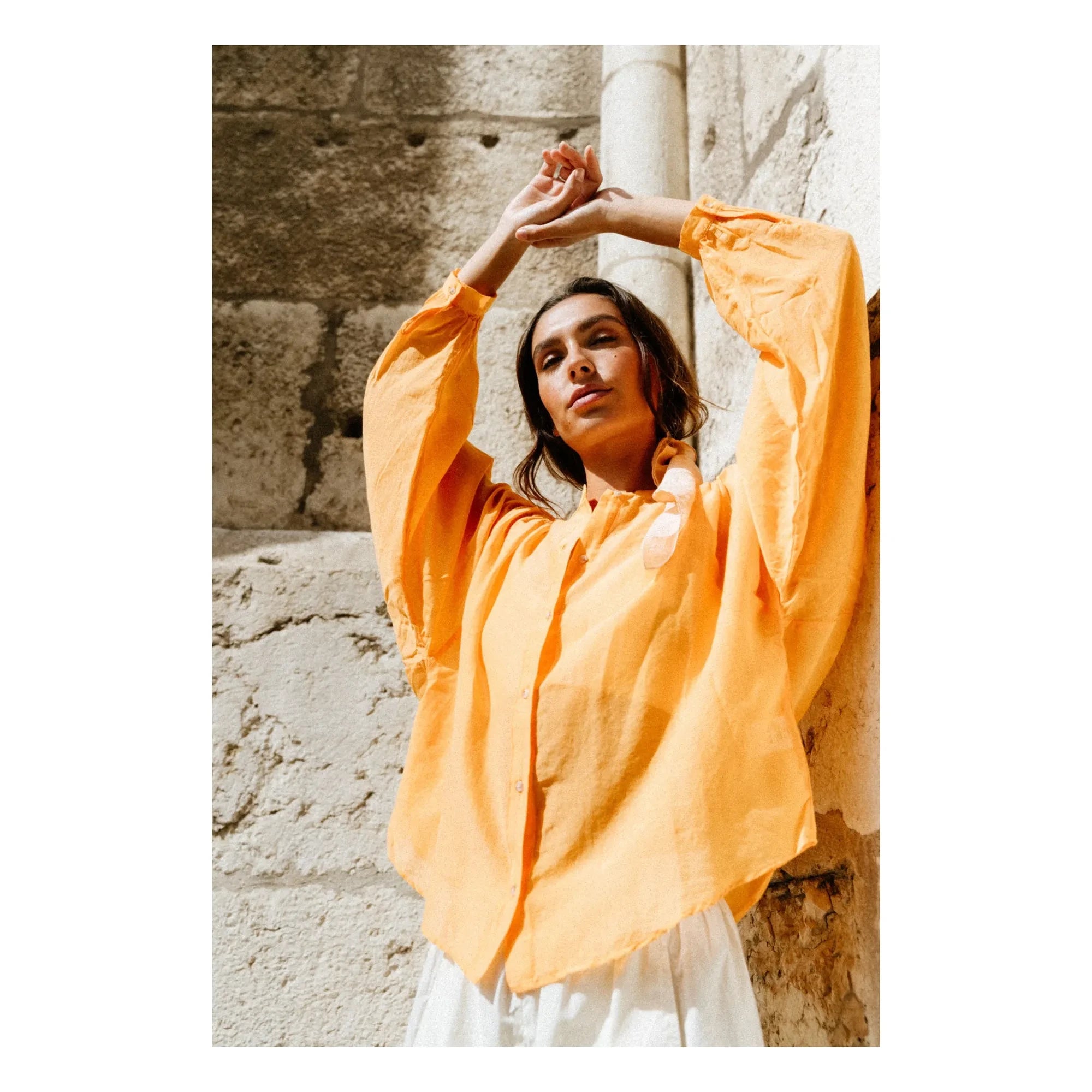 Sacrécoeur - Carla Aurora Poplin Bluz | Turuncu